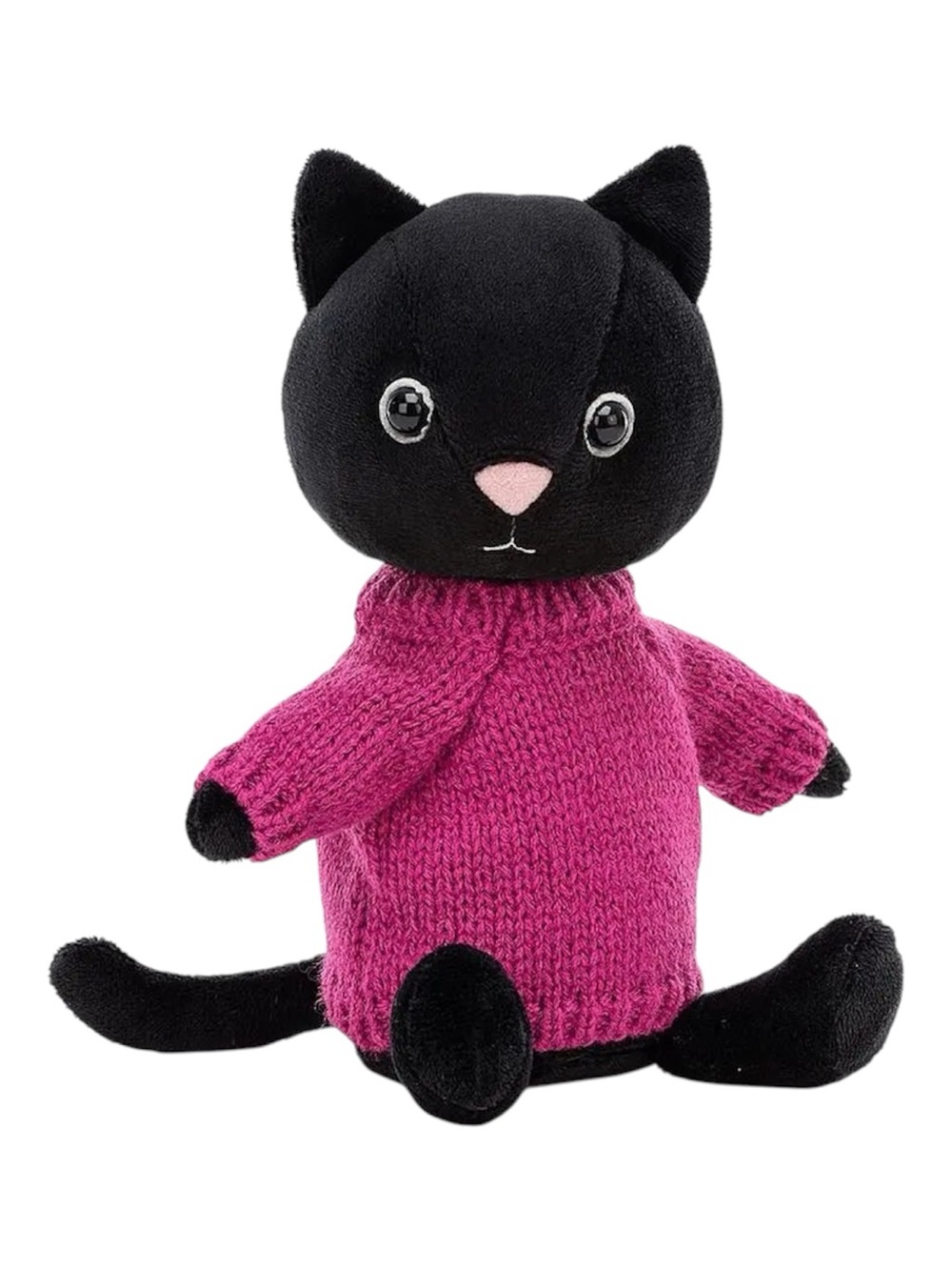 NWT Jellycat London Fuschia Knitten Kitten Plush Black Cat Sweater Stuffed Anima